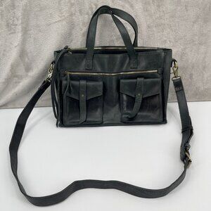 Raven + Lily Black Leather Large Crossbody Satchel Magnolia Joanna's Favorite
